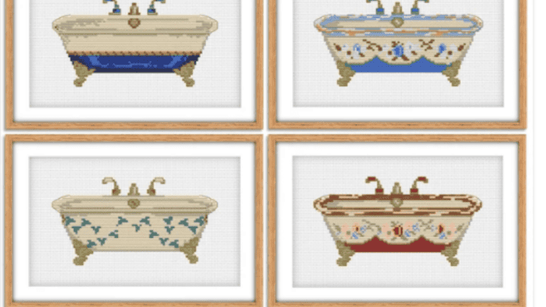 Bathroom Cross Stitch Patterns of vintage bathtubs