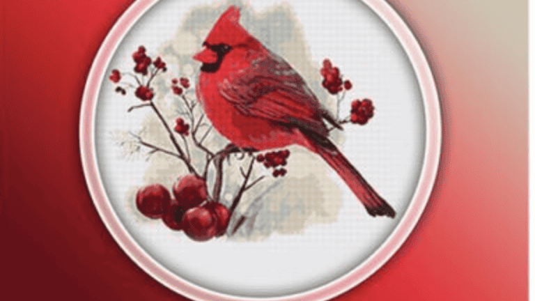 Folk art looking with background with red flower background