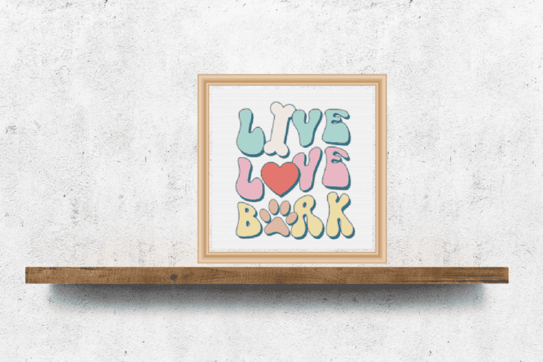 Quote live love bark and green pink and yellow