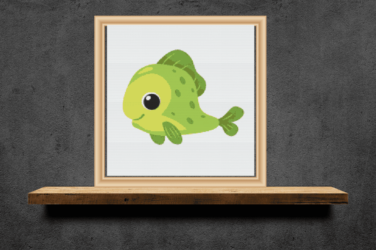 Green simple fish cross stitch patterns