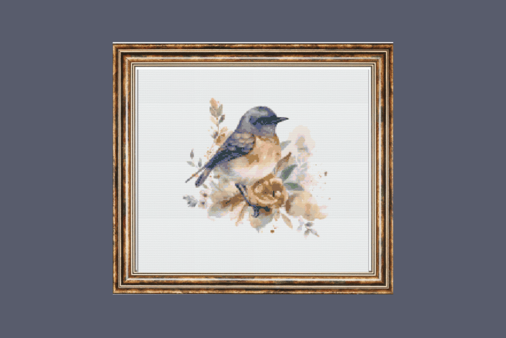 blue bird with flowers