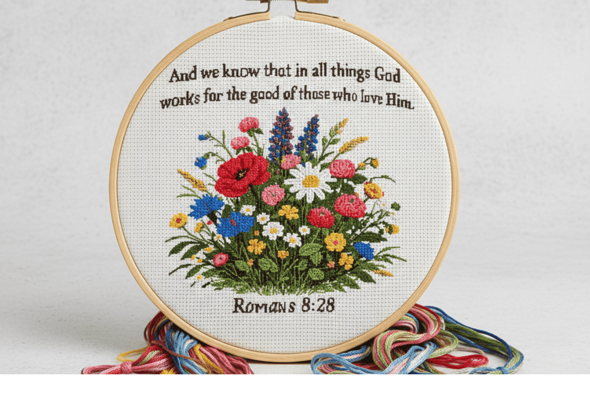 Romans 8:28 cross stitch pattern