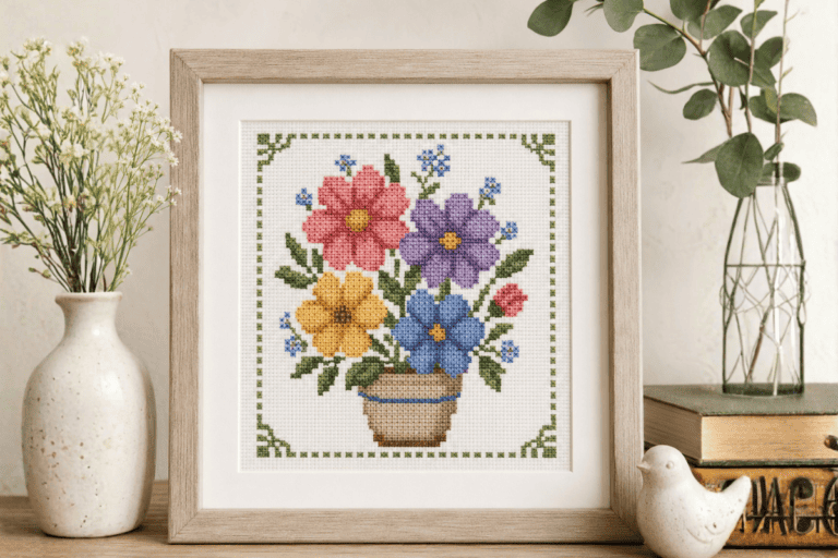 Flower Pot Cross Stitch Pattern