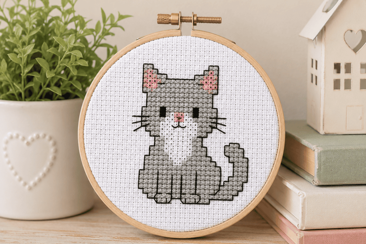 cat mini cross stitch pattern