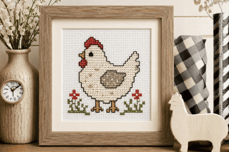 chicken mini cross stitch pattern
