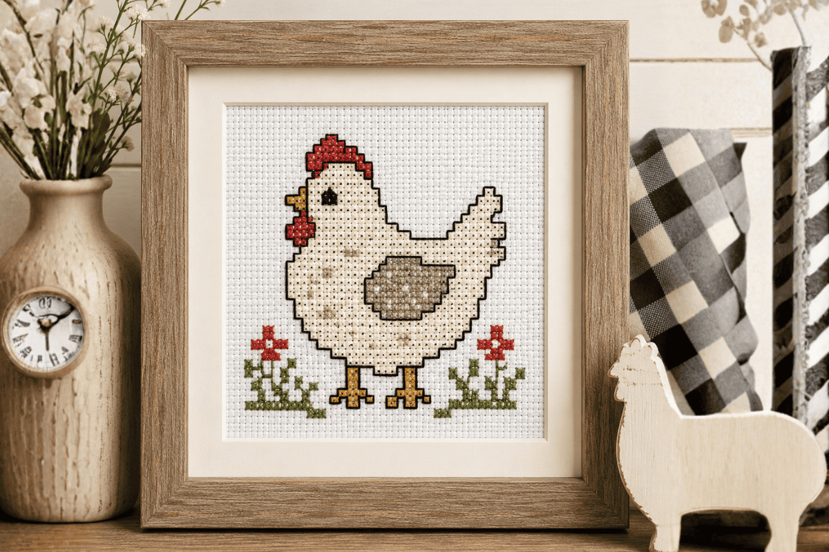 chicken mini cross stitch pattern