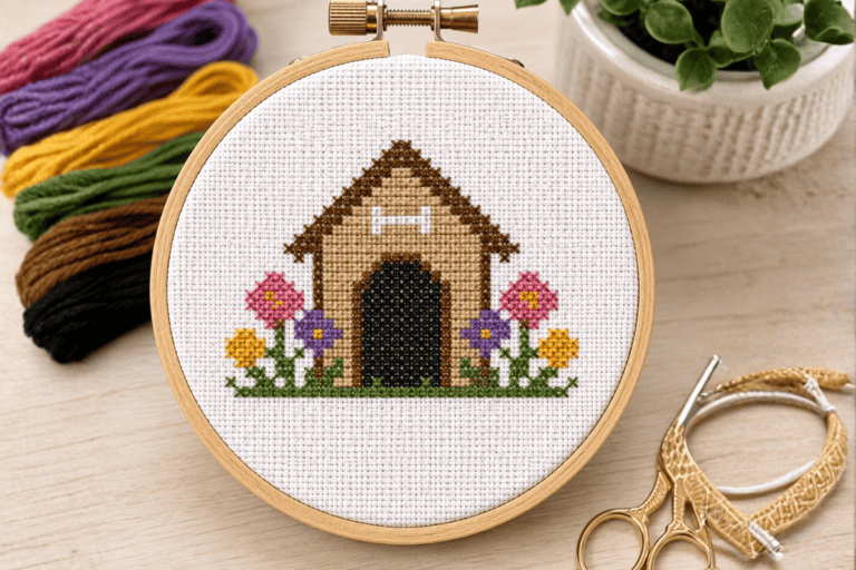 Dog House Mini Cross Stitch Pattern
