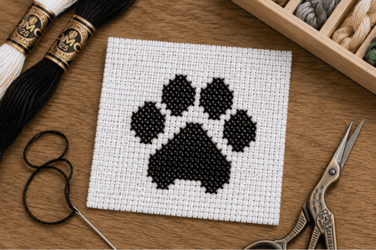 Dog Paw Mini Cross Stitch Pattern
