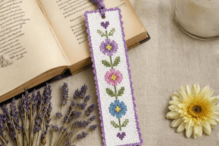 flower cross stitch bookmark pattern