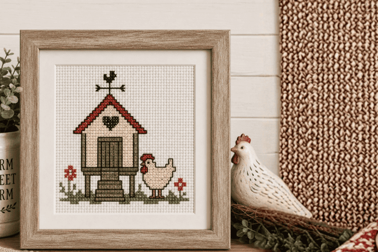 hen house mini cross stitch pattern