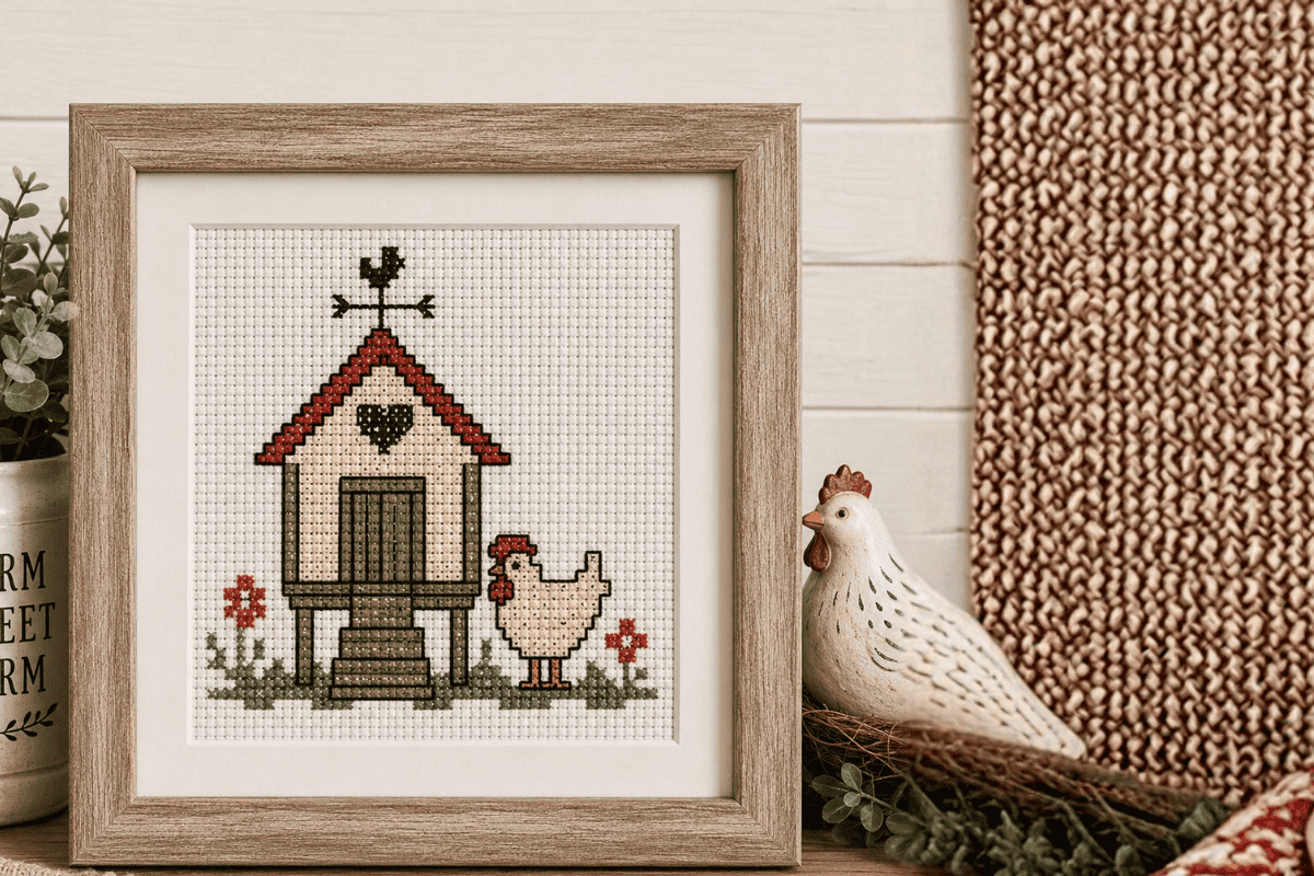 hen house mini cross stitch pattern