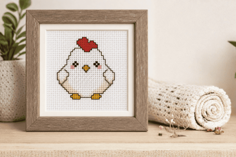 mini cross stitch chicken