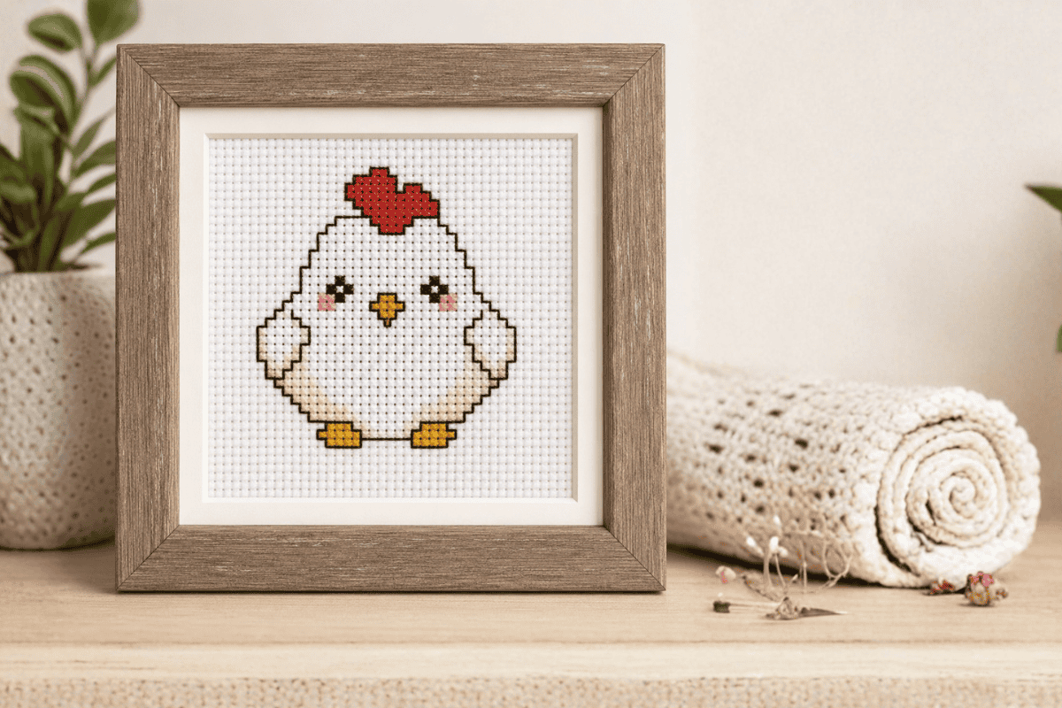 mini cross stitch chicken
