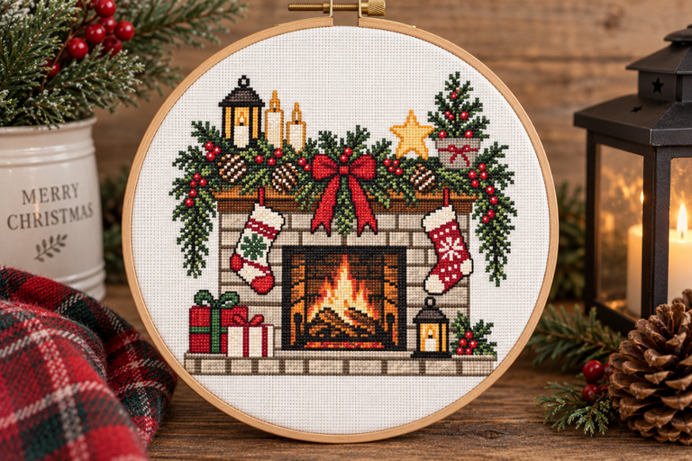 Fireplace Cross stitch Pattern