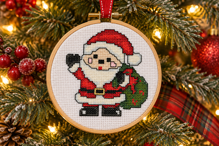 Santa Mini Cross Stitch Pattern