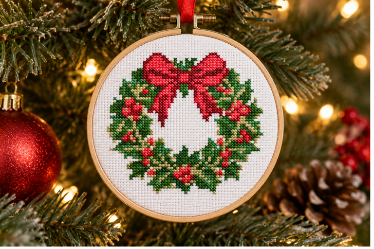 Christmas Wreath Mini Cross Stitch